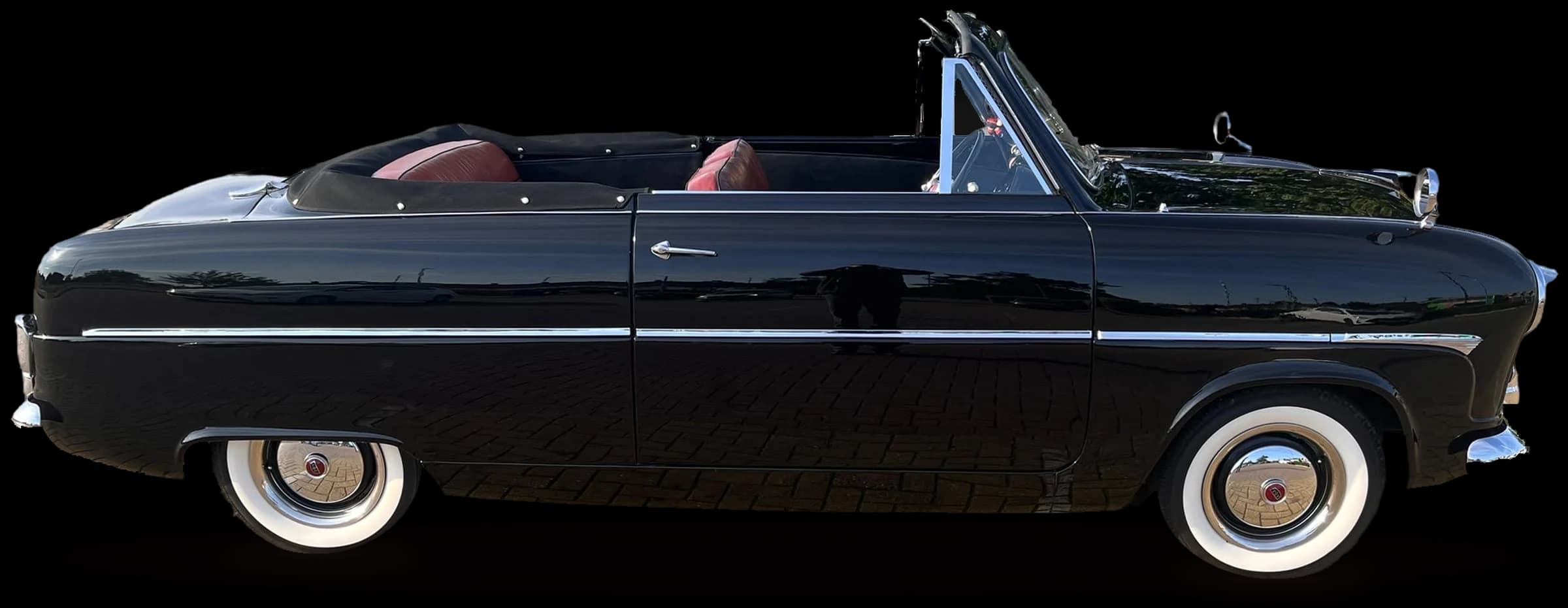 Dean's black 1955 Ford Consul Mk1 convertible, XX 1955, roof down